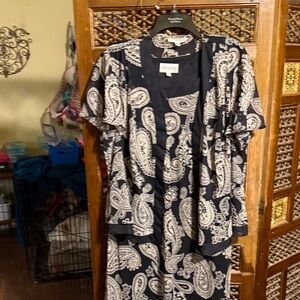 Studio Black and Cream Paisley Long Sleeve Dress
